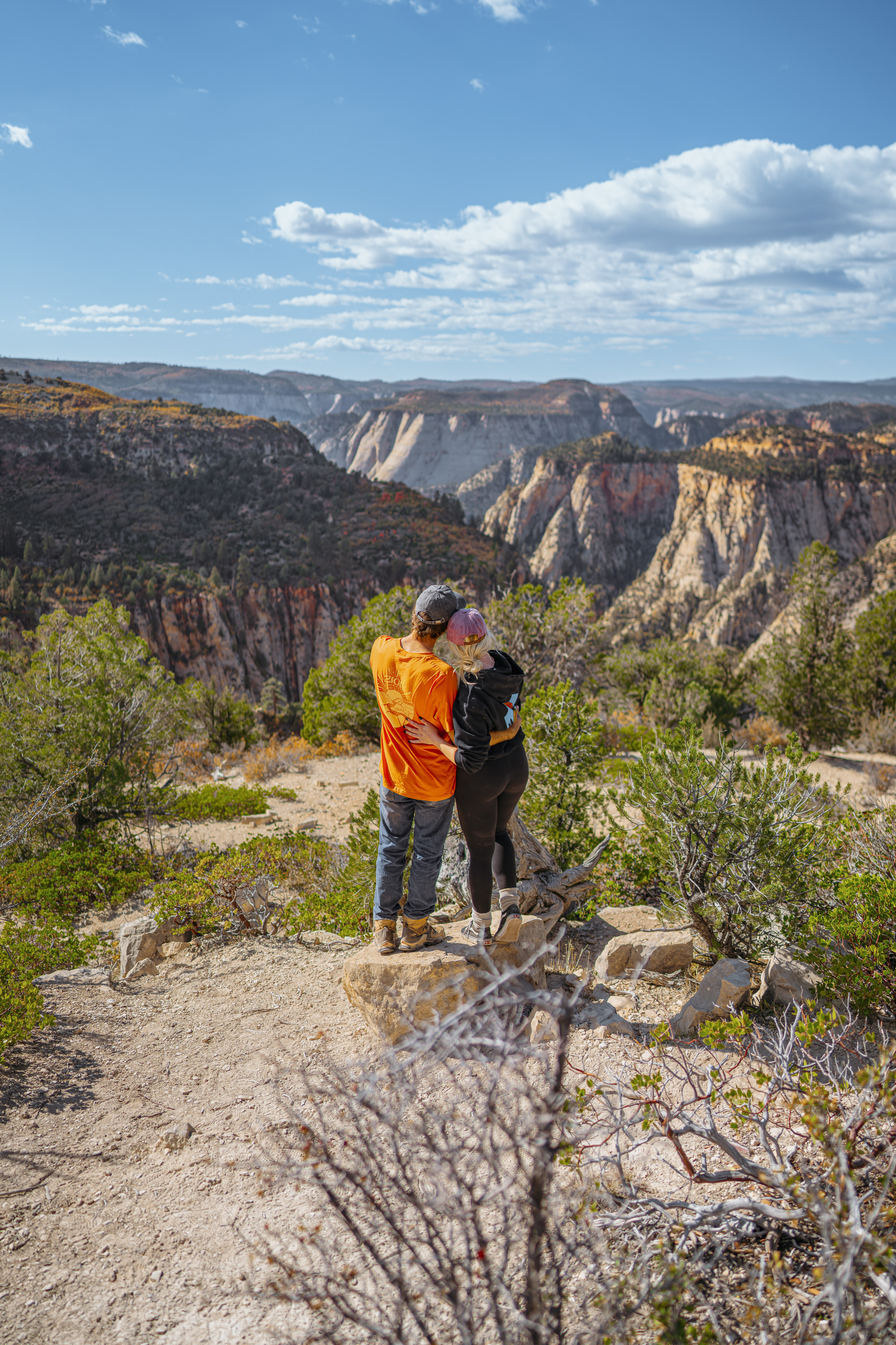 Hotel guests at scenic lookout point